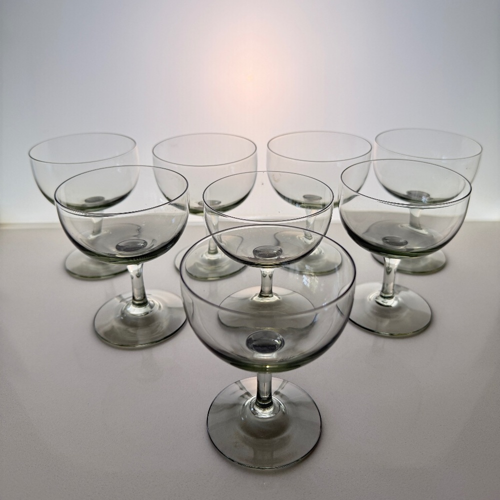 Set/8 Vintage Mid Century Holmegaard Elsinore Danish Small Champagne Glassware